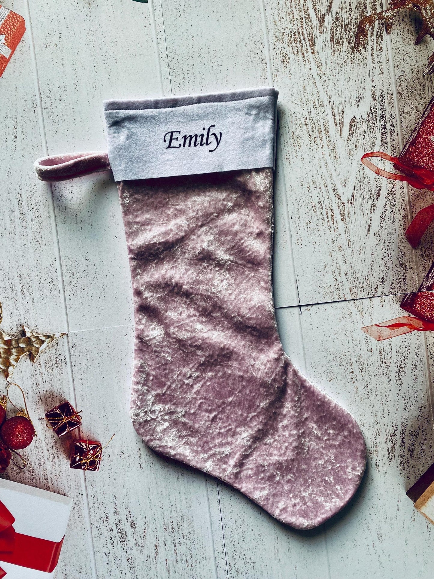 Christmas Stocking, Personalised Christmas Stockings, gift, Pink Velvet Stocking, Standard Size 45cm x 15cm Top to Toe, Fully Lined, Decor,