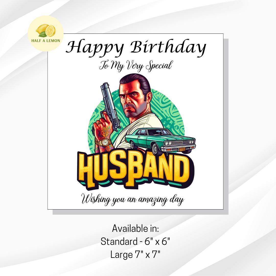 Birthday card for Husband, Husband Birthday, Gamer Husband, Video Game themed Birthday card, birthday gift, for him, cars, gift,