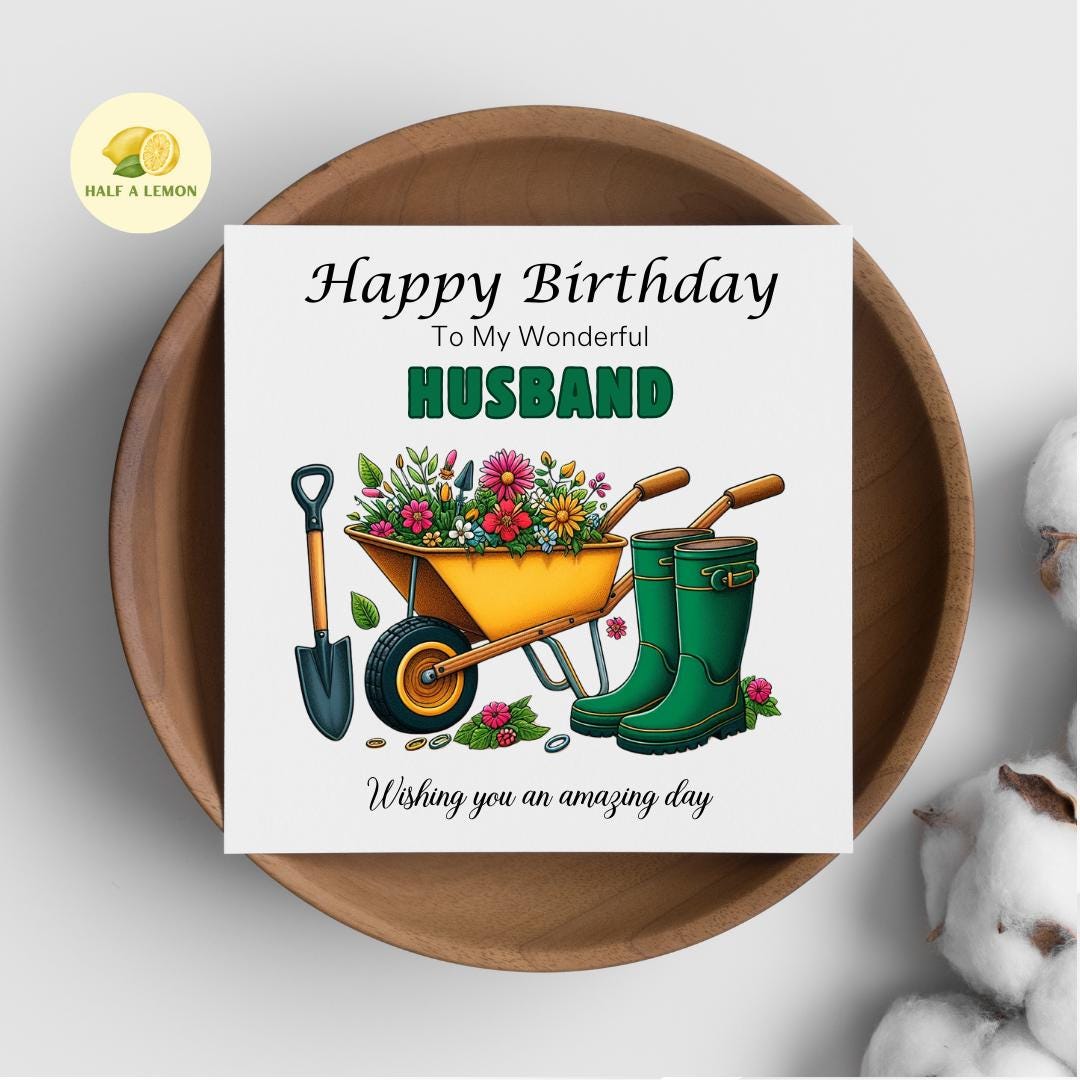 Birthday card for husband with a gardening theme, perfect card for husband that loves pottering in the garden, husband birthday card, gift