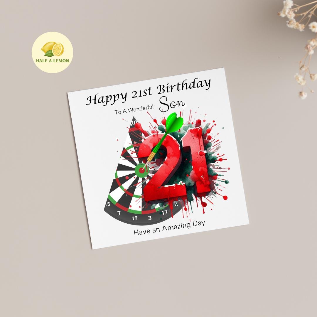 21st Birthday card, ANY Relation, Son, Great Grandson, Grandson, Nephew, Brother, gift, Darts, Birthday card, him,