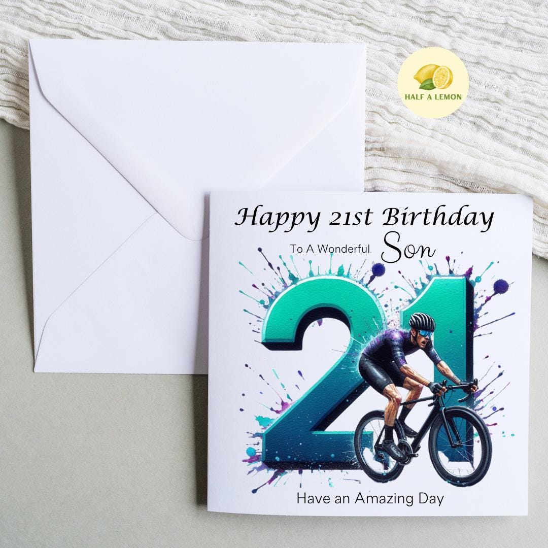 21st Birthday card, ANY Relation, Son, Great Grandson, Grandson, Nephew, Brother, gift, Cycling, Birthday card, him,