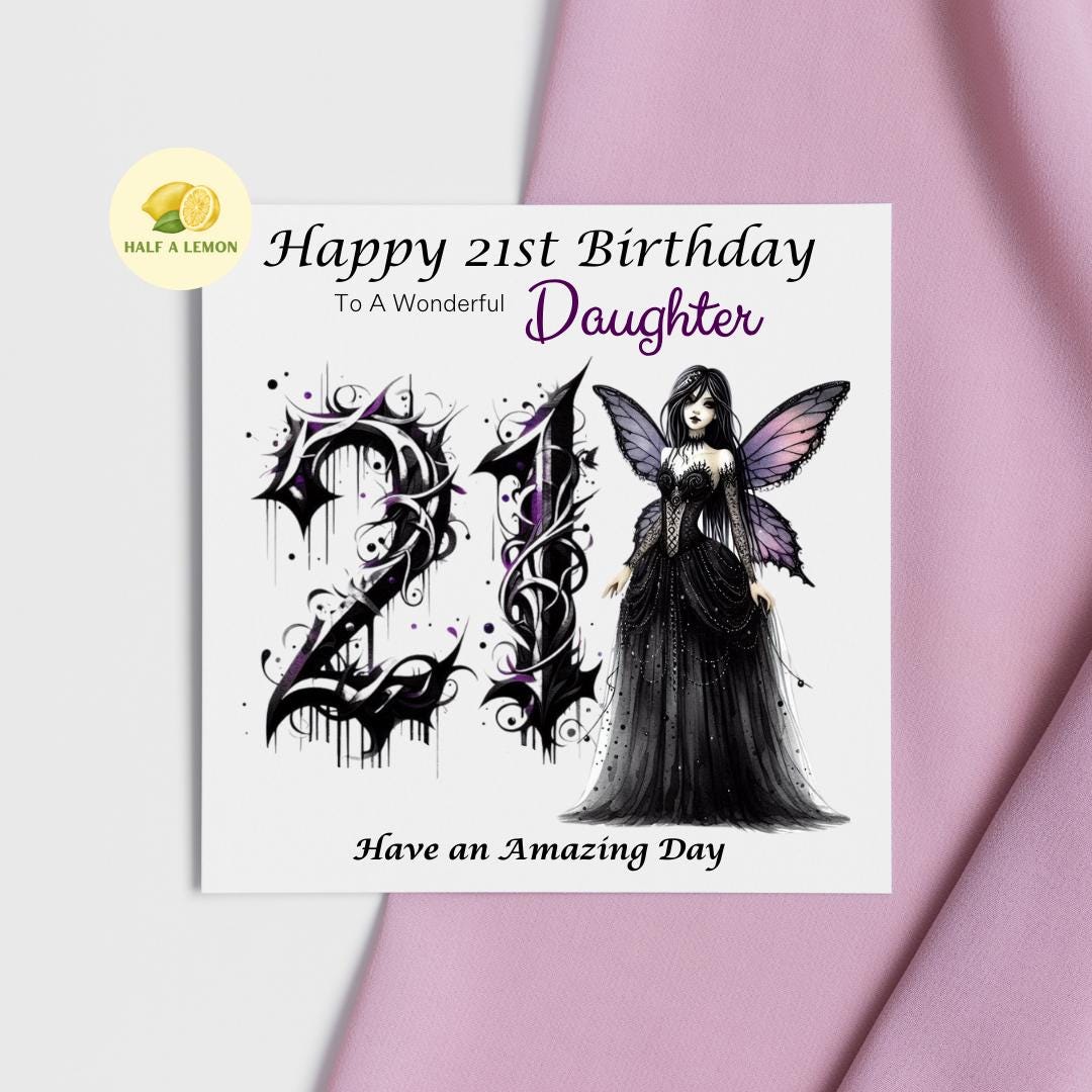 21st Birthday card, ANY Relation, Daughter, Granddaughter, Niece, Sister, Great Granddaughter, gift, Gothic 21st Birthday card for her,