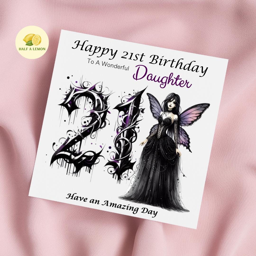 21st Birthday card, ANY Relation, Daughter, Granddaughter, Niece, Sister, Great Granddaughter, gift, Gothic 21st Birthday card for her,