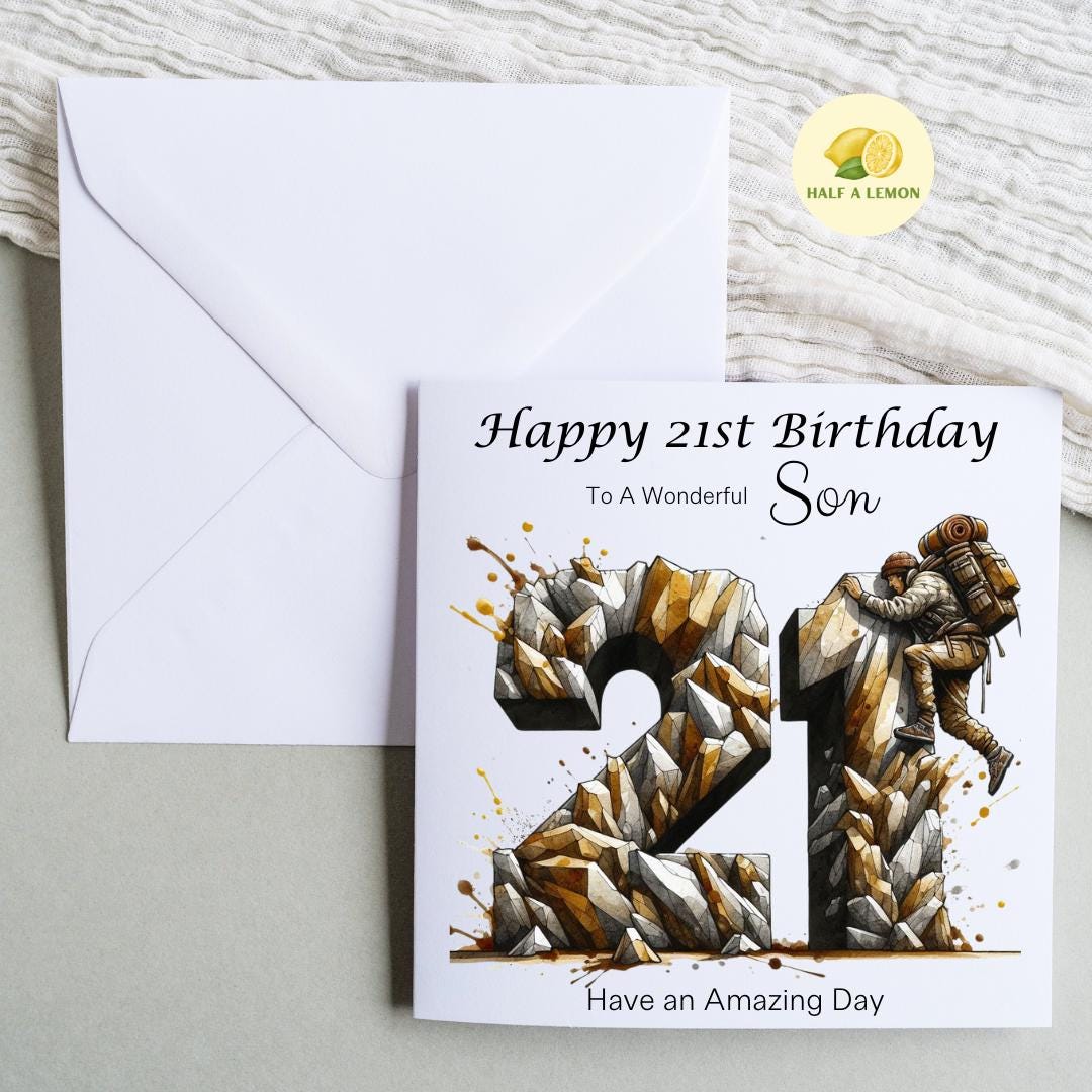 21st Birthday card, ANY Relation, Son, Great Grandson, Grandson, Nephew, Brother, gift, Rock Climbing, Birthday card, him,