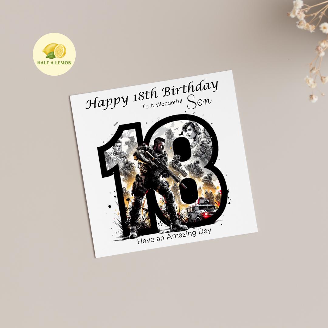 18th Birthday card for Son, also for Great Grandson, Grandson, Great Nephew, Nephew, Brother, Video Game themed Birthday card, 18th gift,