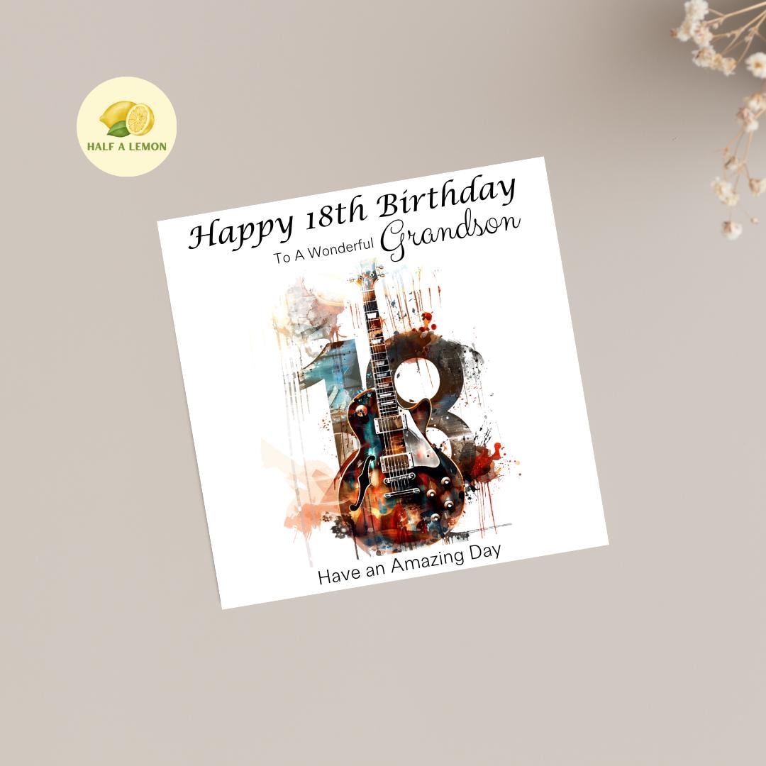 18th Birthday card for Grandson, Grandson 18th Birthday, Son, Great Grandson, Nephew , Brother, Rock Music themed Birthday card, 18th gift,