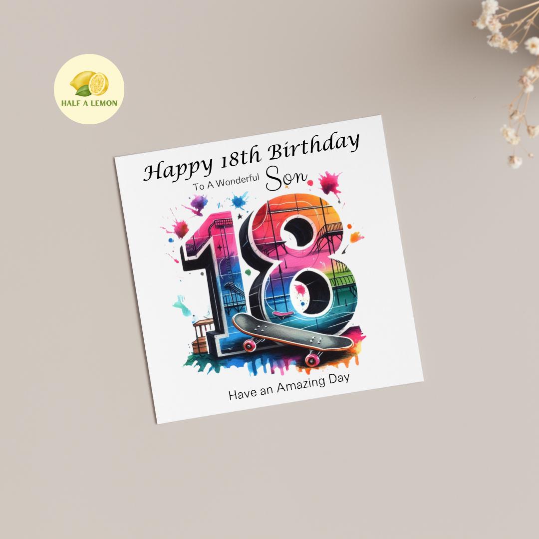 18th Birthday Card, 18th Birthday Card Son, Son Birthday Card, Grandson, Brother, Nephew, Skateboarding, Skate Park, 18th Birthday Gift,
