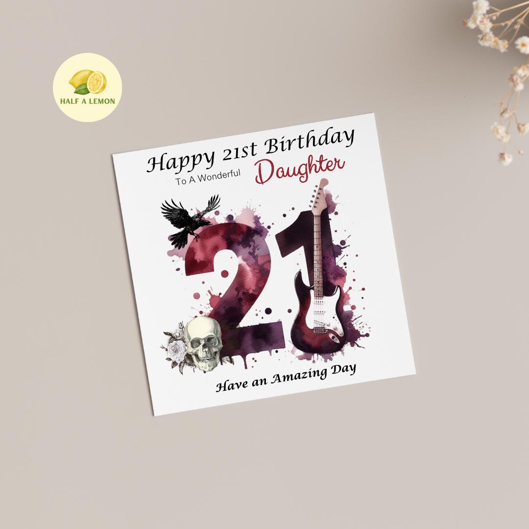21st Birthday Card, Daughter Birthday Card, Granddaughter Birthday Card, Sister Birthday Card, Niece, Rock Music, Alternative, Metal, gift