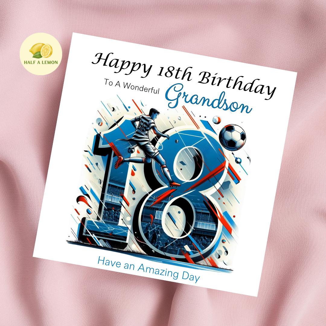 18th Birthday Card, 18th Birthday Card Son, Son Birthday Card, Grandson, Brother Birthday Card, Nephew, Football, 18th Birthday Gift,