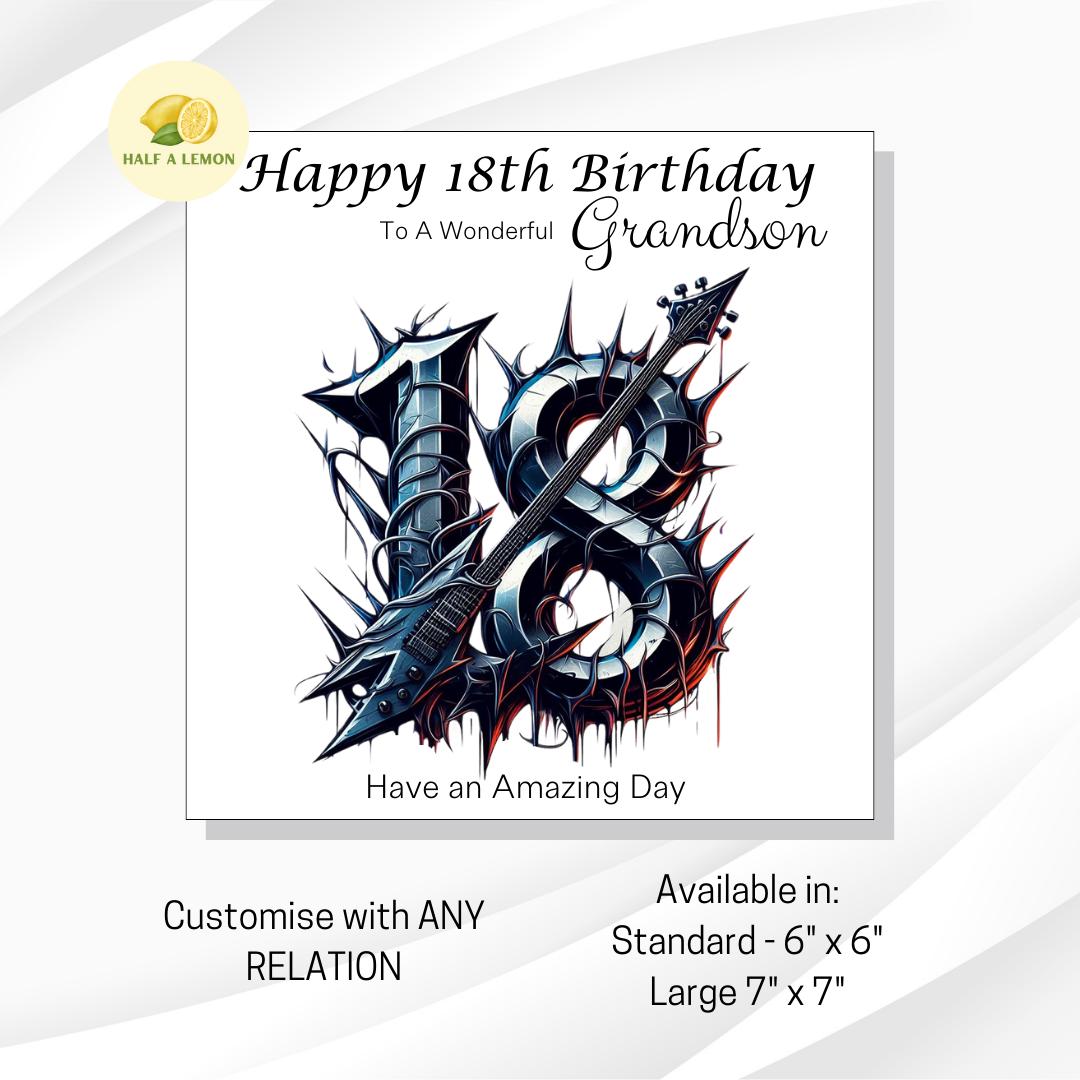 18th Birthday Card, 18th Birthday Card Son, Son Birthday Card, Grandson, Brother Birthday Card, Nephew, Metal Music, 18th Birthday Gift,