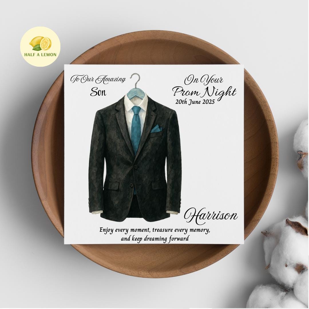 Prom Card for Grandson, Personalised Son Prom Card, Prom Card for Nephew, Turquoise Tie, for Boyfriend, Friend, Prom Gift, Prom Night,