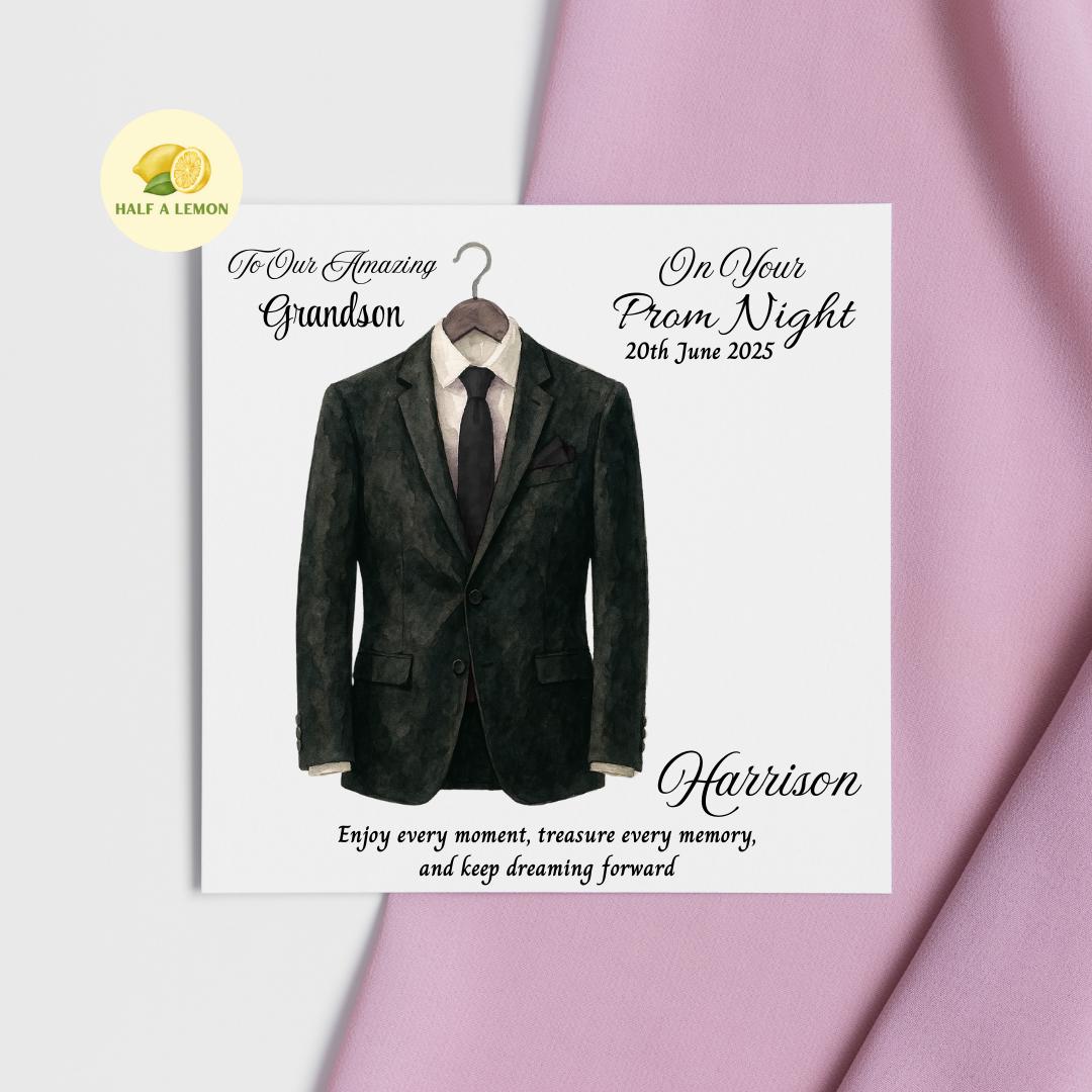 Prom Card for Grandson, Personalised Son Prom Card, Prom Card for Nephew, Black Tie, for Boyfriend, Friend, Escort, Prom Gift, Prom Night,