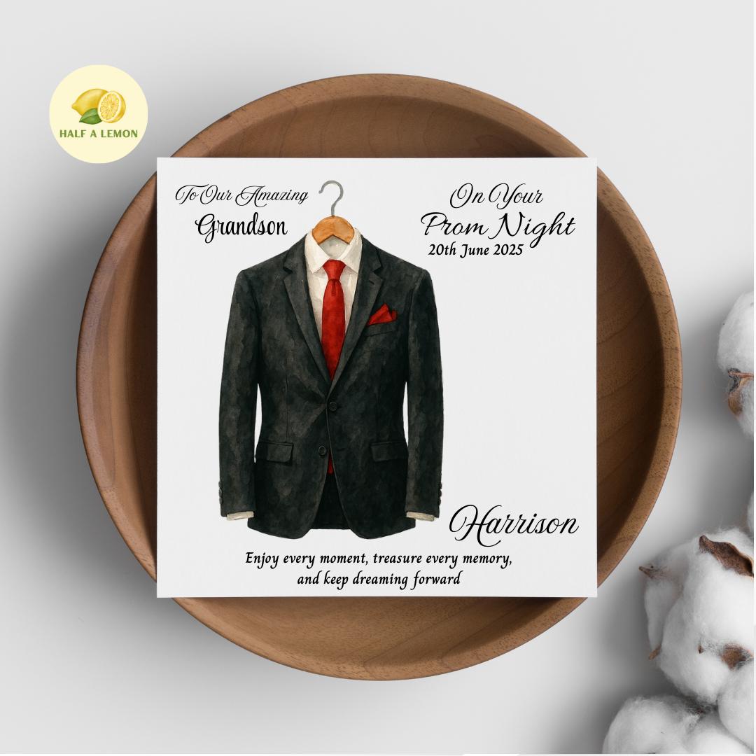 Prom Card for Grandson, Personalised Son Prom Card, Prom Card for Nephew, Red Tie, for Boyfriend, Friend, Escort, Prom Gift, Prom Night,