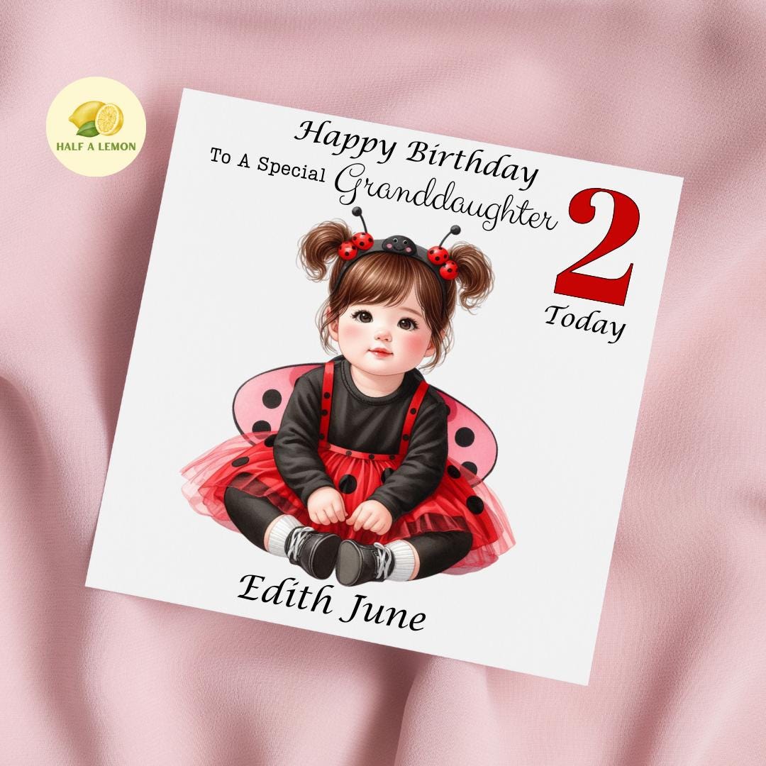 2nd Birthday card, Personalised Granddaughter 2nd Birthday card, For ANY Relation, Great Granddaughter, Daughter, Great Niece, Sister, gift,