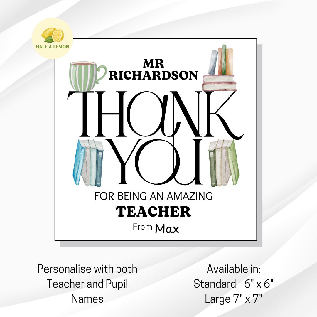 Thank You Teacher Card, Personalised Teacher Thank You Card, Primary School, Junior, Secondary Add Teacher + Pupil Name, End of Term gift,