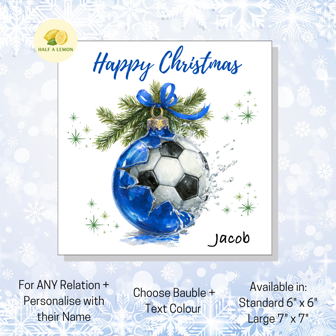 Blue Football Bauble- [REL:No Relation]