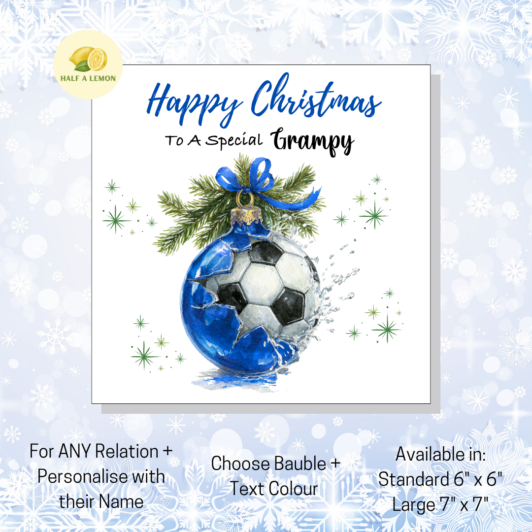 Blue Football Bauble- [REL:Grampy]