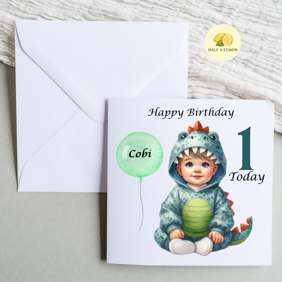 Personalised First Birthday Card, 1st Birthday card for boy, for Great Grandson, Grandson, Son, Great Nephew, Nephew,