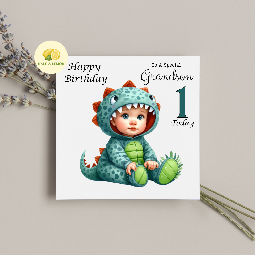 First Birthday Card, 1st Birthday card for boy, for Great Grandson, Grandson, Son, Great Nephew, Nephew,