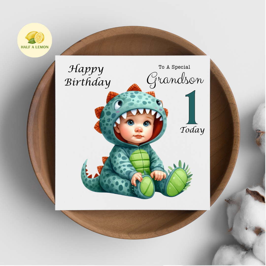 First Birthday Card, 1st Birthday card for boy, for Great Grandson, Grandson, Son, Great Nephew, Nephew,