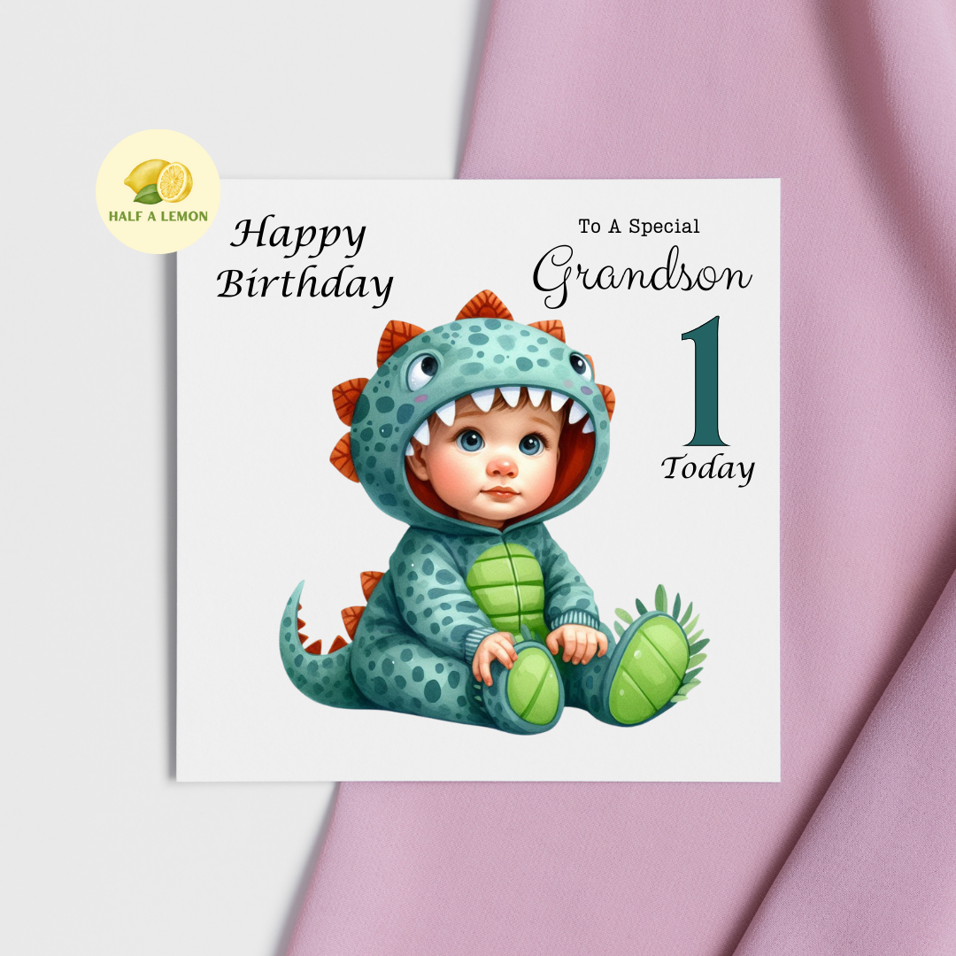 First Birthday Card, 1st Birthday card for boy, for Great Grandson, Grandson, Son, Great Nephew, Nephew,