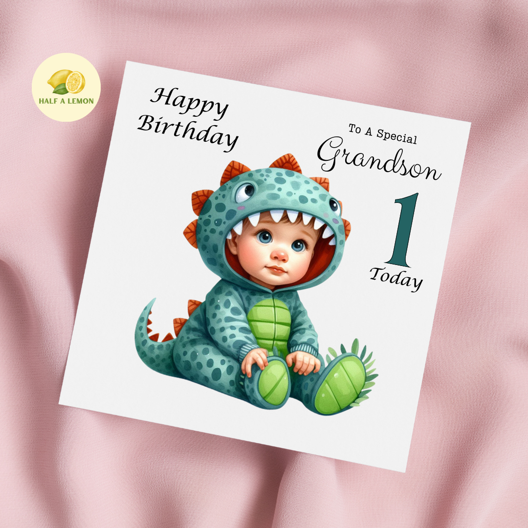 First Birthday Card, 1st Birthday card for boy, for Great Grandson, Grandson, Son, Great Nephew, Nephew,