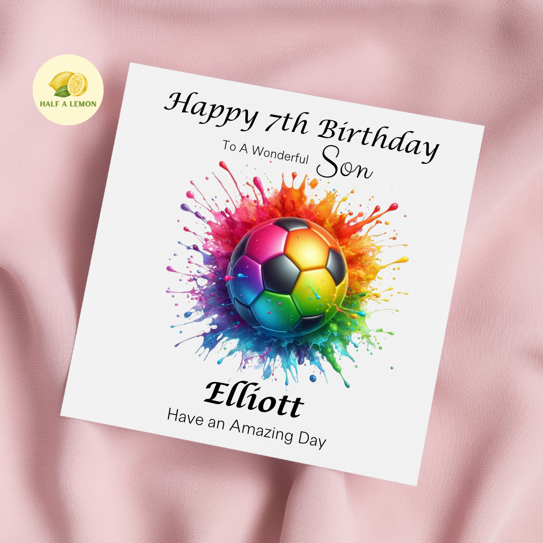 Personalised Football Birthday Card - Can be customised for ANY Relation and ANY Age - Available in Standard and Large size