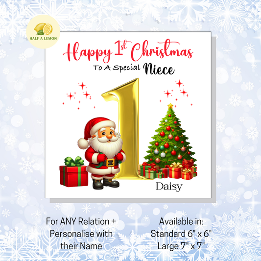 First Christmas Card for Niece, Niece 1st Christmas Card, For Any Relation, Jolly Father Christmas