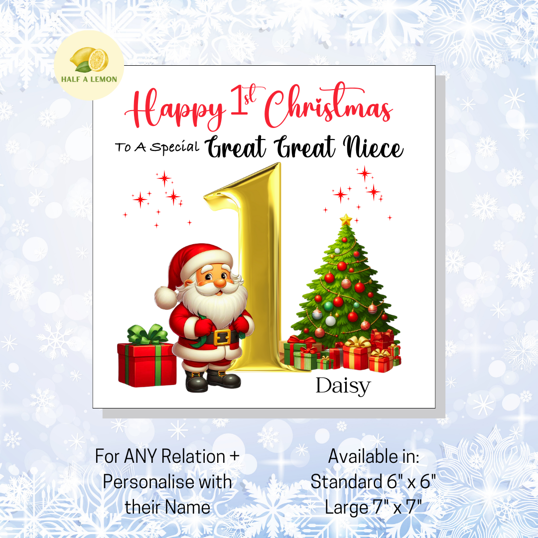 First Christmas Card for Niece, Niece 1st Christmas Card, For Any Relation, Jolly Father Christmas