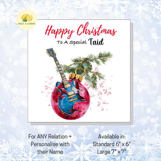 Personalised Electric Guitar Christmas Card For Taid, For Any Relation, Gift for Him