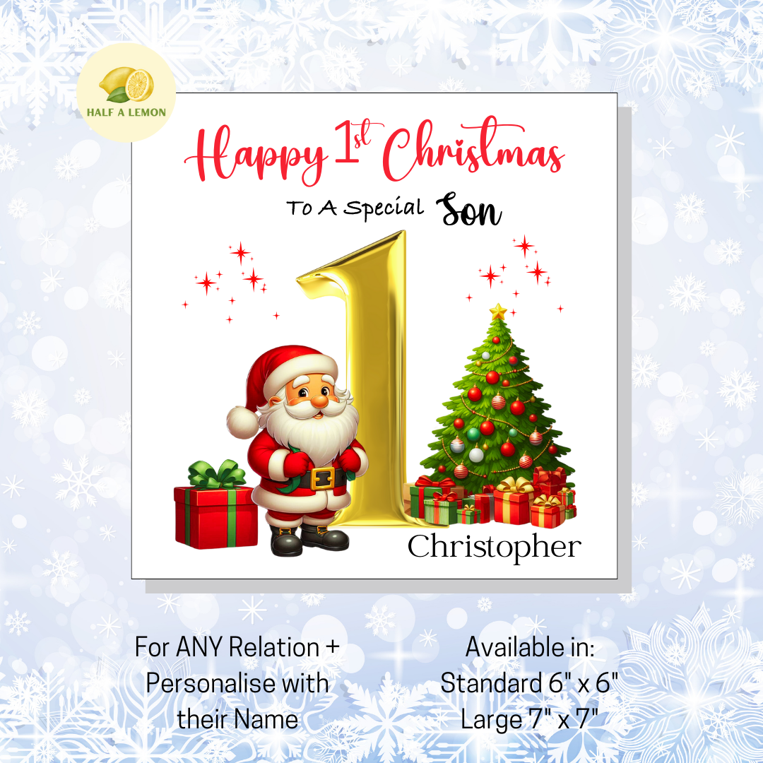 First Christmas Card for Niece, Niece 1st Christmas Card, For Any Relation, Jolly Father Christmas