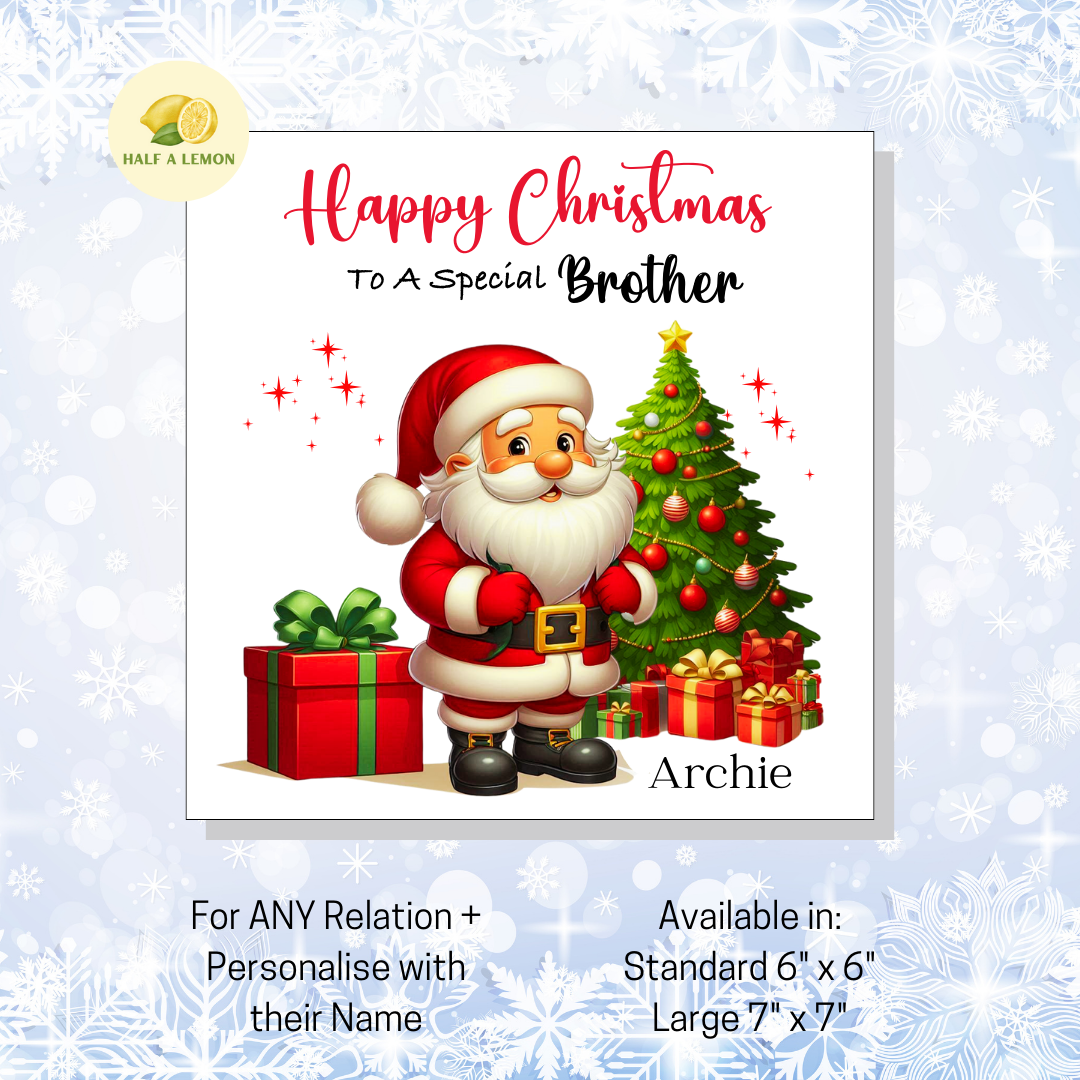 Personalised Christmas Card for Niece,  For Any Relation - Jolly Santa, Gift