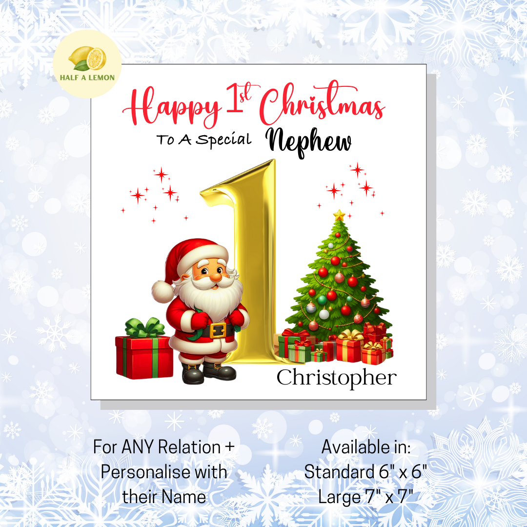 First Christmas Card for Niece, Niece 1st Christmas Card, For Any Relation, Jolly Father Christmas