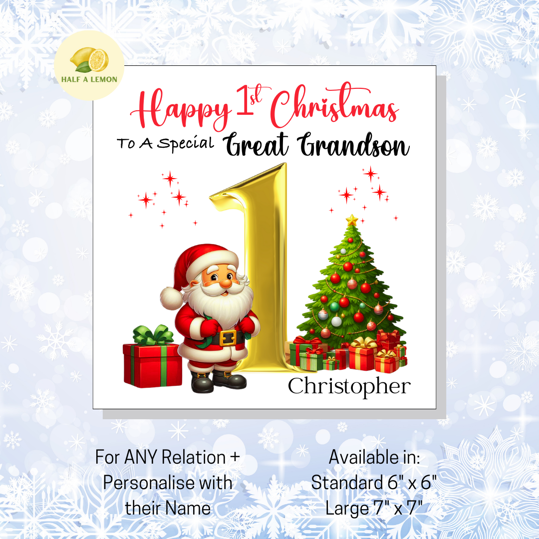 First Christmas Card for Niece, Niece 1st Christmas Card, For Any Relation, Jolly Father Christmas