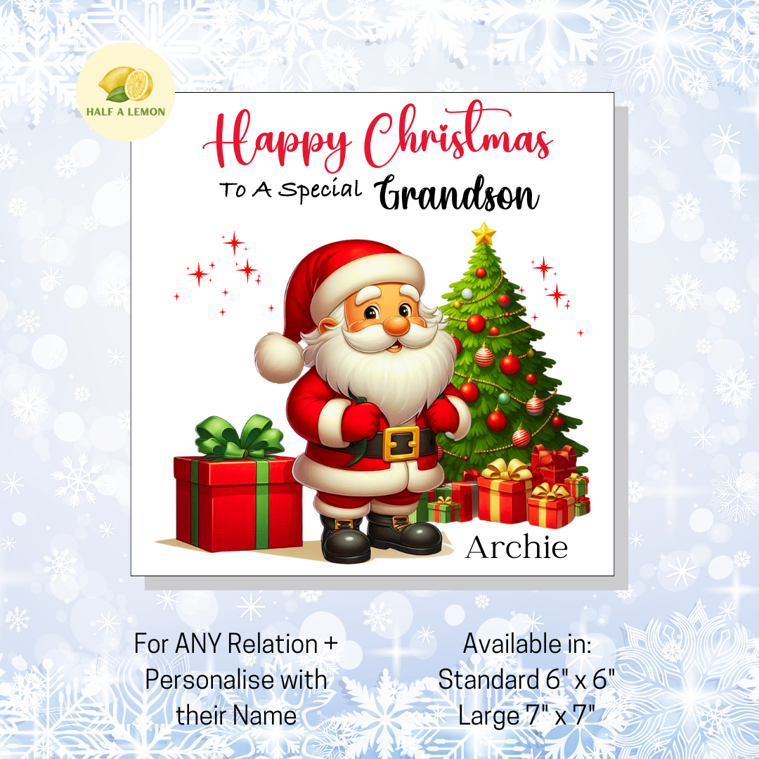 Personalised Christmas Card for Niece,  For Any Relation - Jolly Santa, Gift
