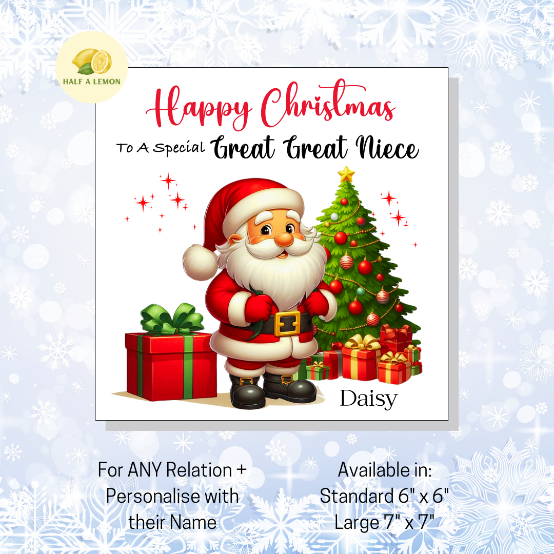 Personalised Christmas Card for Niece,  For Any Relation - Jolly Santa, Gift