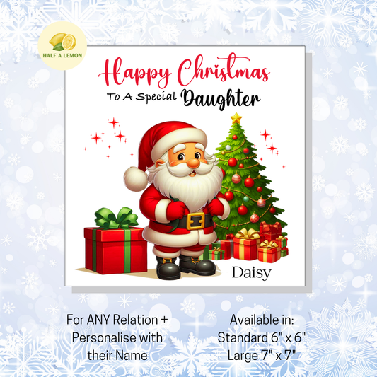Personalised Christmas Card for Daughter,  For Any Relation - Jolly Santa, Gift