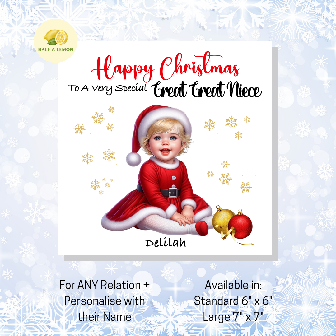 Blonde Santa Dress- [REL:Great Great Niece][EYE:Blue Eyes]