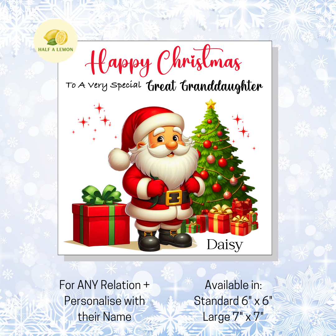 Personalised Christmas Card for Niece,  For Any Relation - Jolly Santa, Gift
