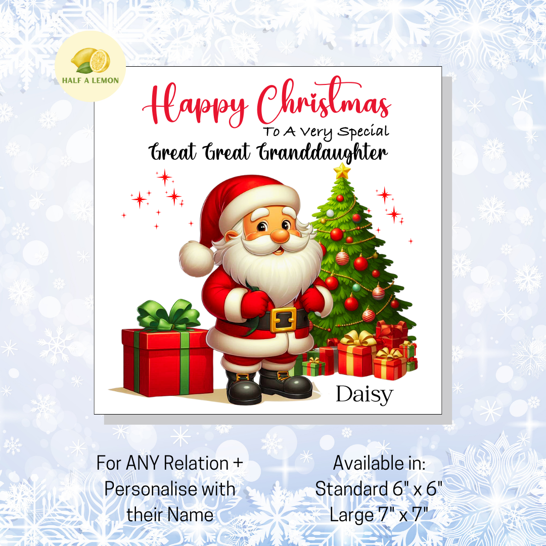 Personalised Christmas Card for Niece,  For Any Relation - Jolly Santa, Gift
