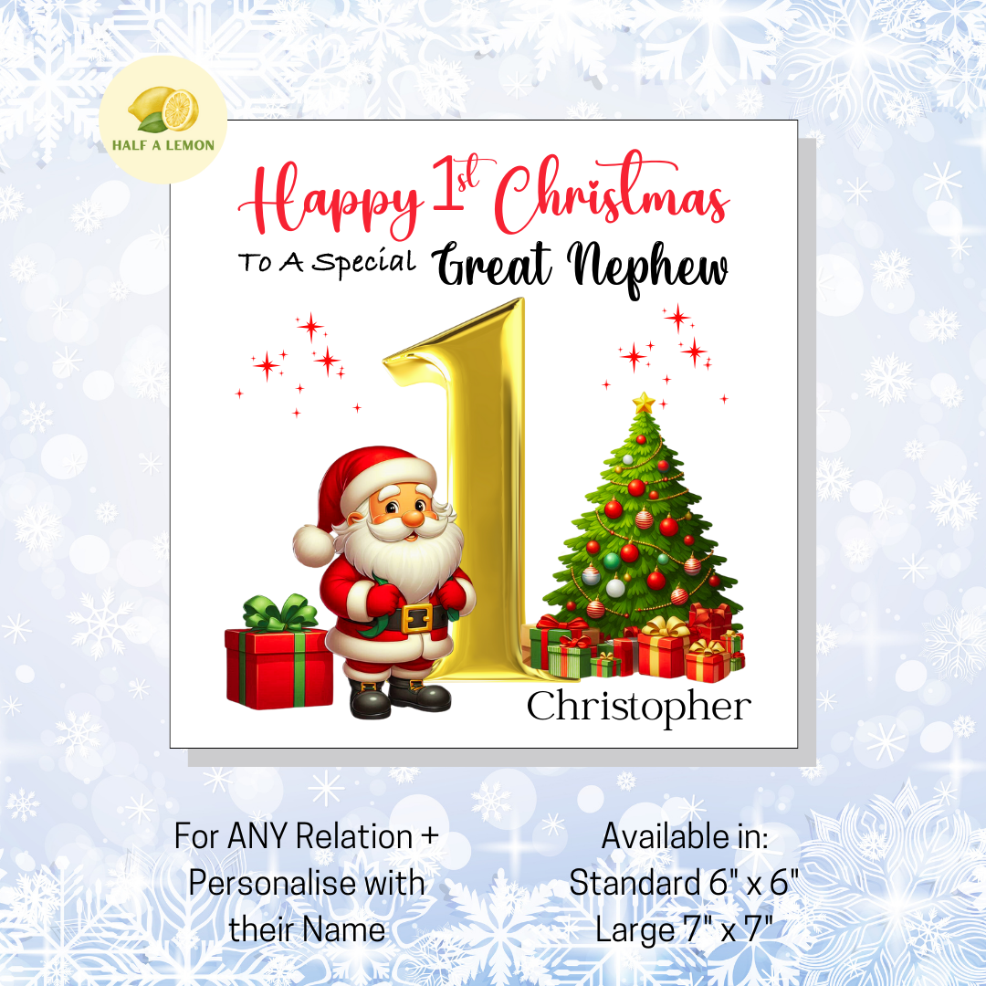 First Christmas Card for Niece, Niece 1st Christmas Card, For Any Relation, Jolly Father Christmas