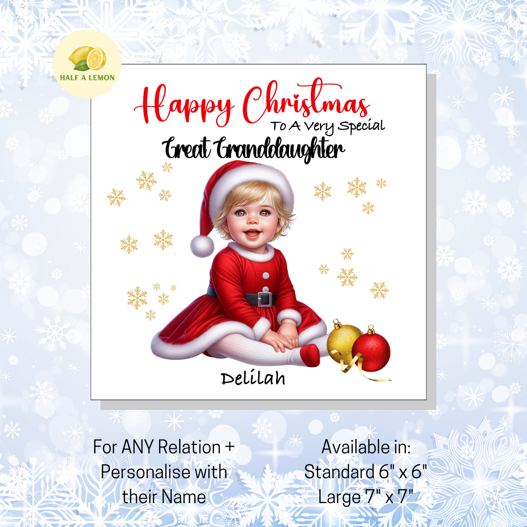 Blonde Santa Dress- [REL:Great Granddaughter][EYE:Brown Eyes]