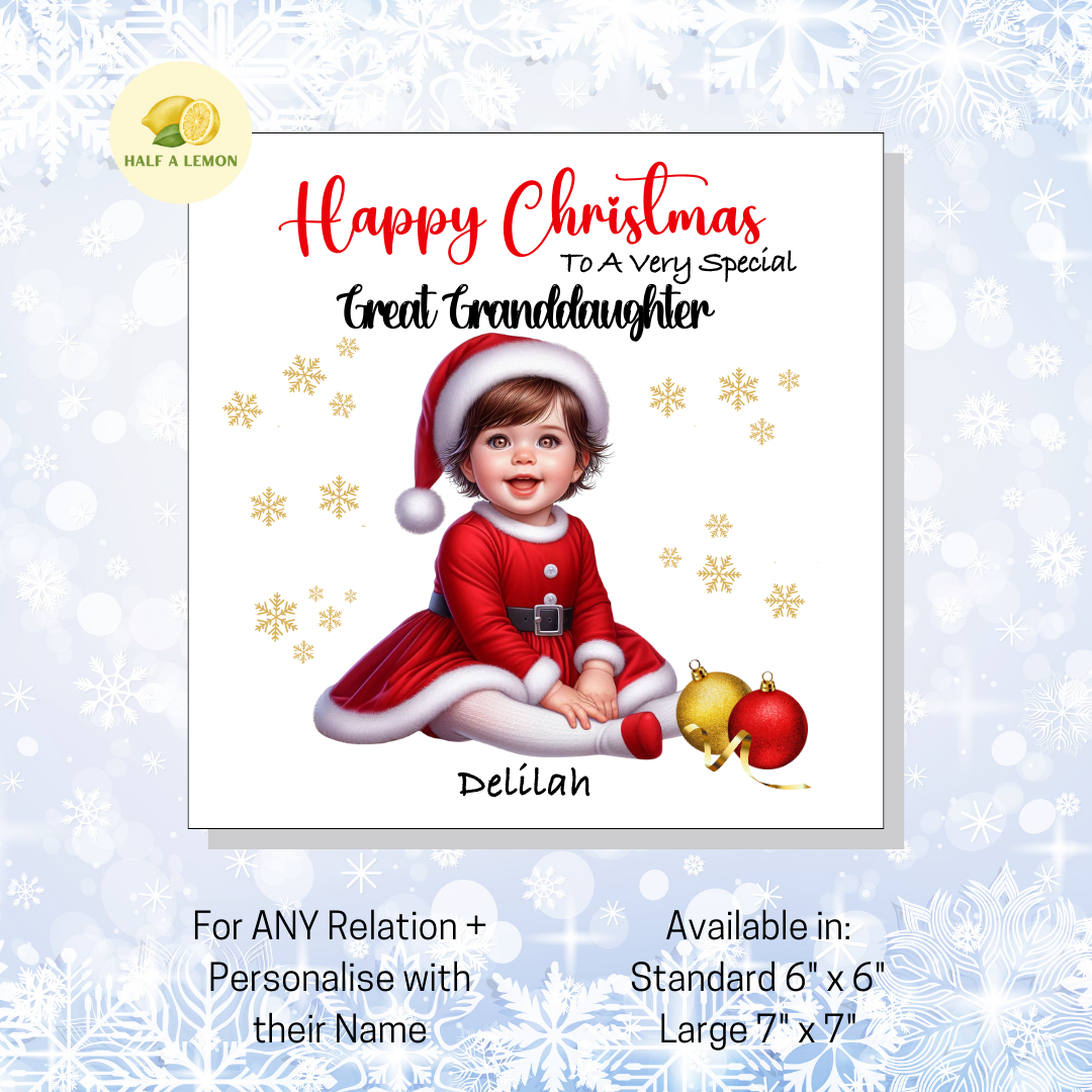 Brown Santa Dress- [REL:Great Granddaughter][EYE:Brown Eyes]