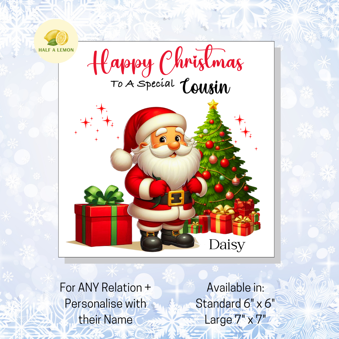 Personalised Christmas Card for Niece,  For Any Relation - Jolly Santa, Gift
