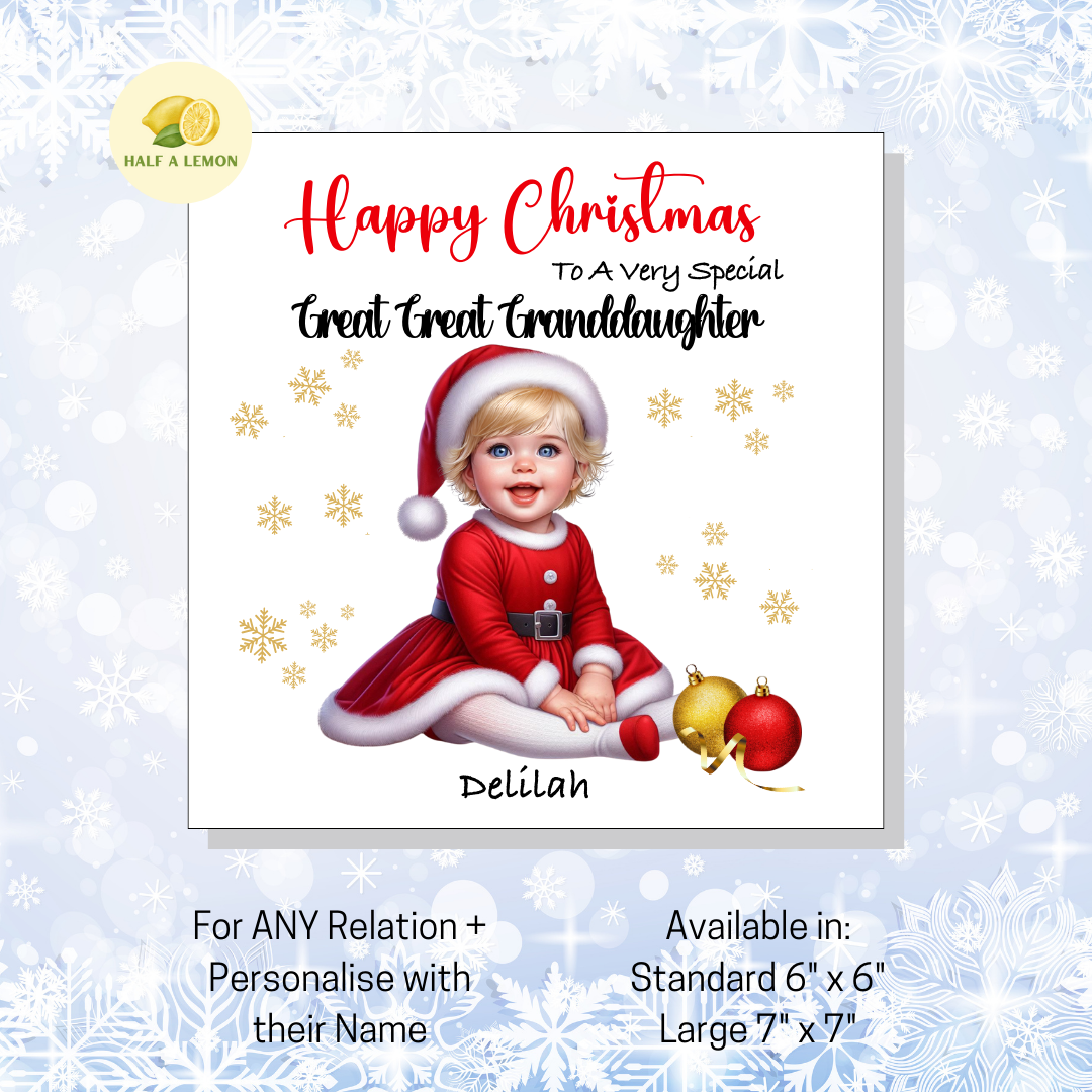 Blonde Santa Dress- [REL:Great Great Granddaughter][EYE:Blue Eyes]