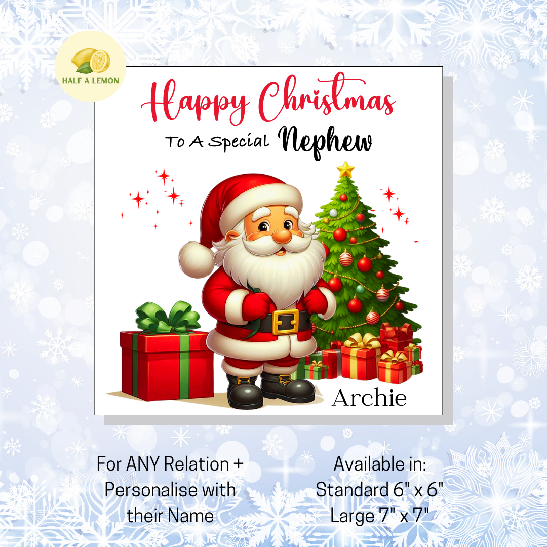 Personalised Christmas Card for Niece,  For Any Relation - Jolly Santa, Gift