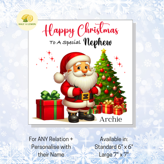 Personalised Christmas Card for Nephew,  For Any Relation - Jolly Santa, Gift