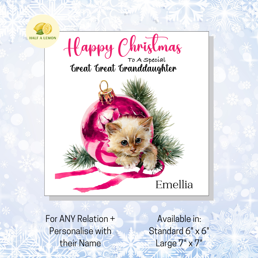 Cute Kitten Xmas- [REL:Great Great Granddaughter]