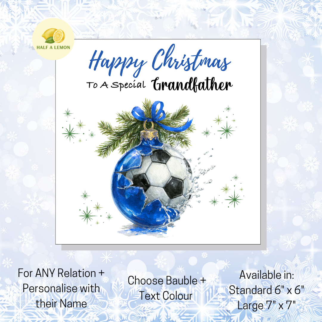 Blue Football Bauble- [REL:Grandfather]
