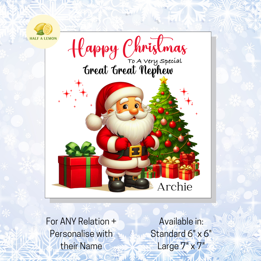 Personalised Christmas Card for Niece,  For Any Relation - Jolly Santa, Gift